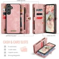 thumbnail image 3 of Funda tipo cartera para Samsung Galaxy S25 FE, con cremallera, tarjetero, correa de muñeca, funda protectora trasera magnética desmontable a prueba de golpes para Samsung Galaxy S25 FE 5G, 3 of 9