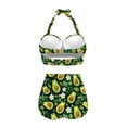 thumbnail image 2 of XIAONU Women's Avocado Floral Print Halter Swimwear Slim Fit Sleeveless Sweetheart Neck High Waisted Bikini Set Soft Cute Pool Swimsuits, 2 of 4