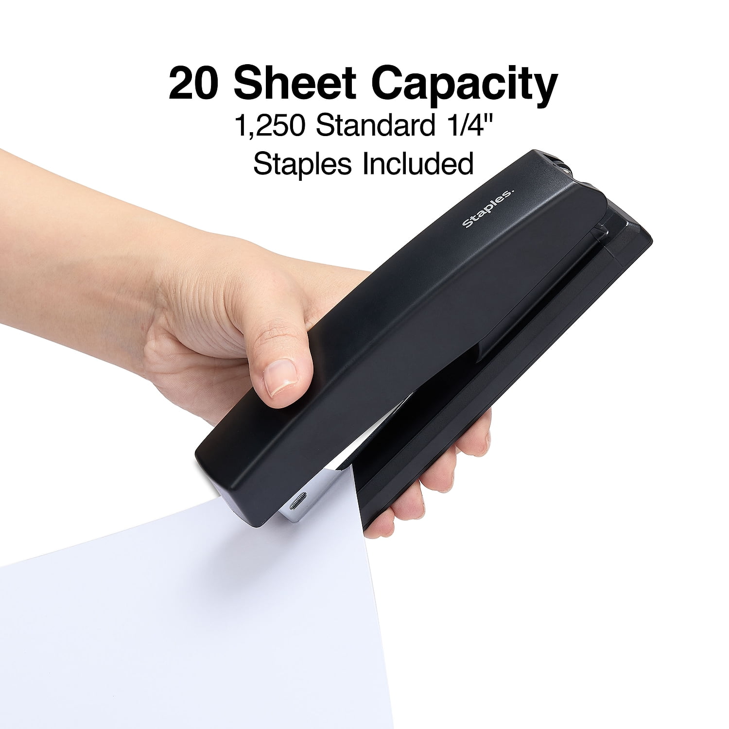 Staples Desktop/Handheld Stapler, 20 Sheet Capacity, Black and Gray (40897)