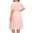 thumbnail image 4 of Vestido Pinup Fashion de talla grande de chifón rosa hasta la rodilla, 4 of 6