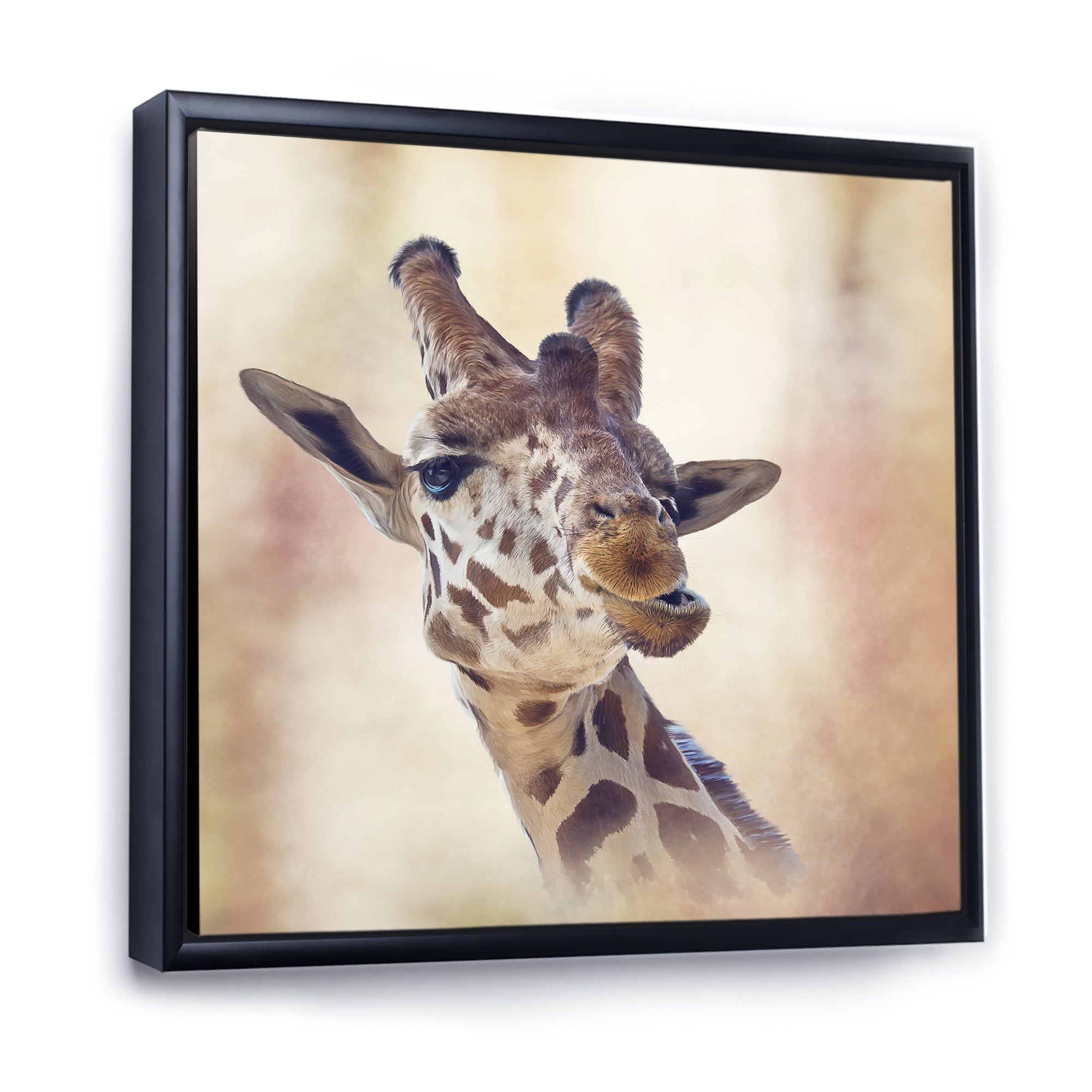 Designart 'Close Up Portrait of A Giraffe VI' Farmhouse Framed Canvas Wall Art Print