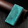 thumbnail image 2 of For Google Pixel 9a 6.3" Totem Embossed Strong Magnetic Attachment/Closure, Card Slots/Pocket, PU Leather Flip Wallet Case,Green,For Pixel 9a, 2 of 8