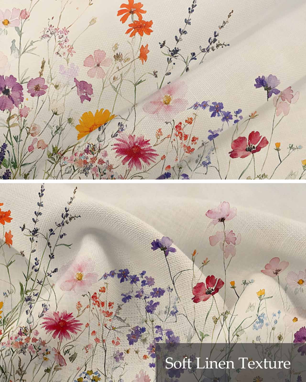 Vintage Spring Floral Kitchen Valances for Windows Farmhouse Linen Window Valance Curtain for Living Room Window Treatment Summer Botanical Flowers Valance Rod Pocket Topper Drape, 60 x 18 Inch