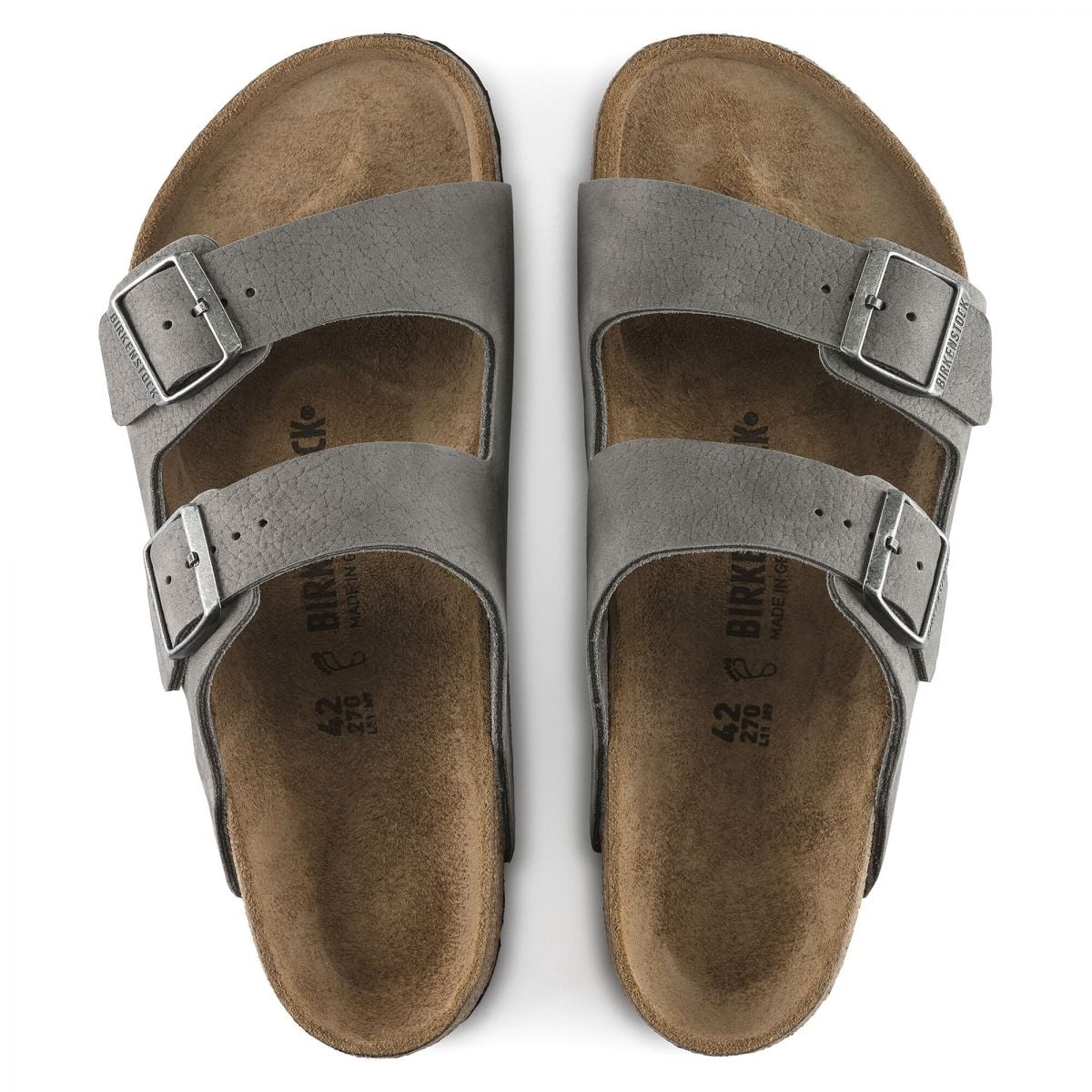 BIRKENSTOCK Arizona Gray Nubuck Sandals Mens Regular Width 1020752 Whale Gray