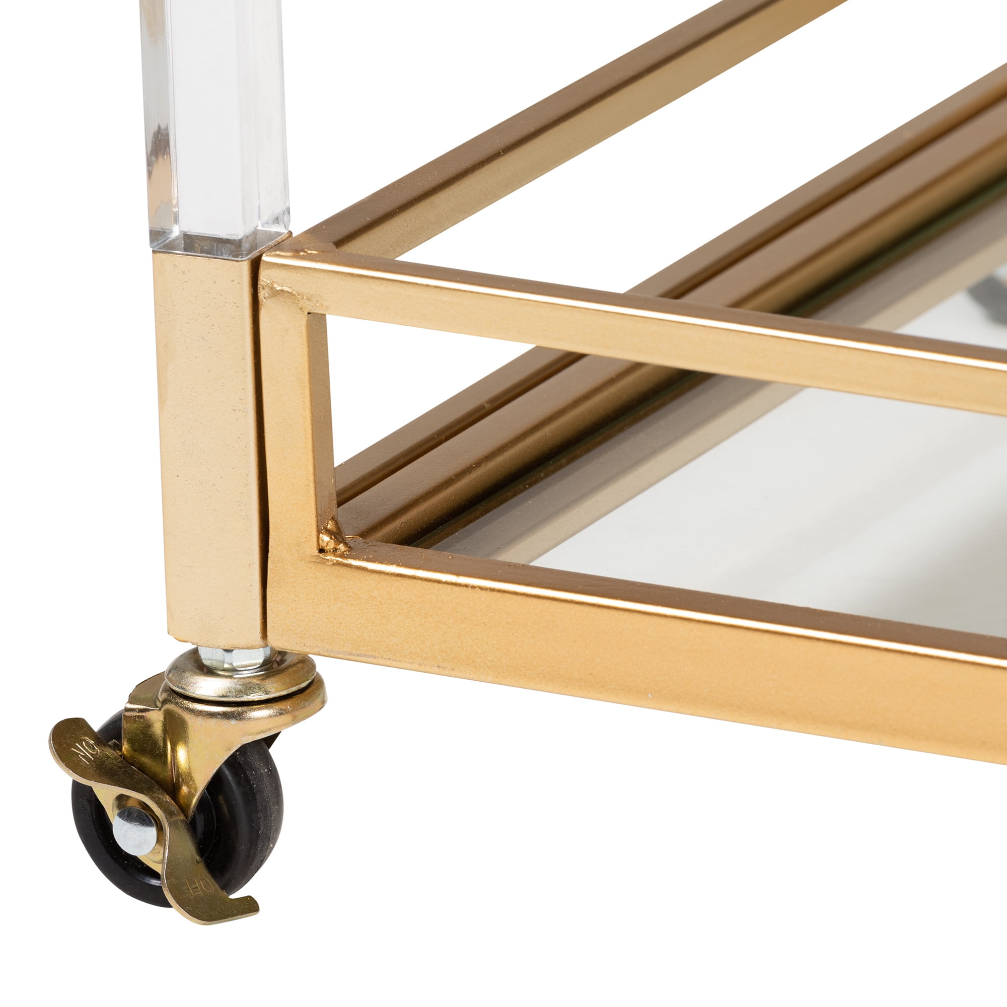 Baxton Studio Savannah Contemporary Glam and Luxe Gold Metal and Glass Wine Cart