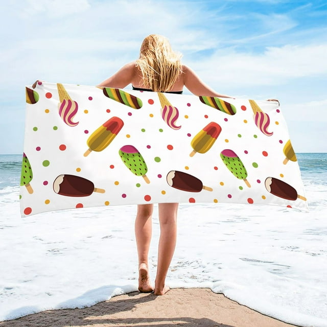 Fiudx Microfiber Beach Towel Super Colorful Bath Towel Sandproof Beach Blanket Multi-Purpose Towel for Travel Swimming Pool 30X60 Inch