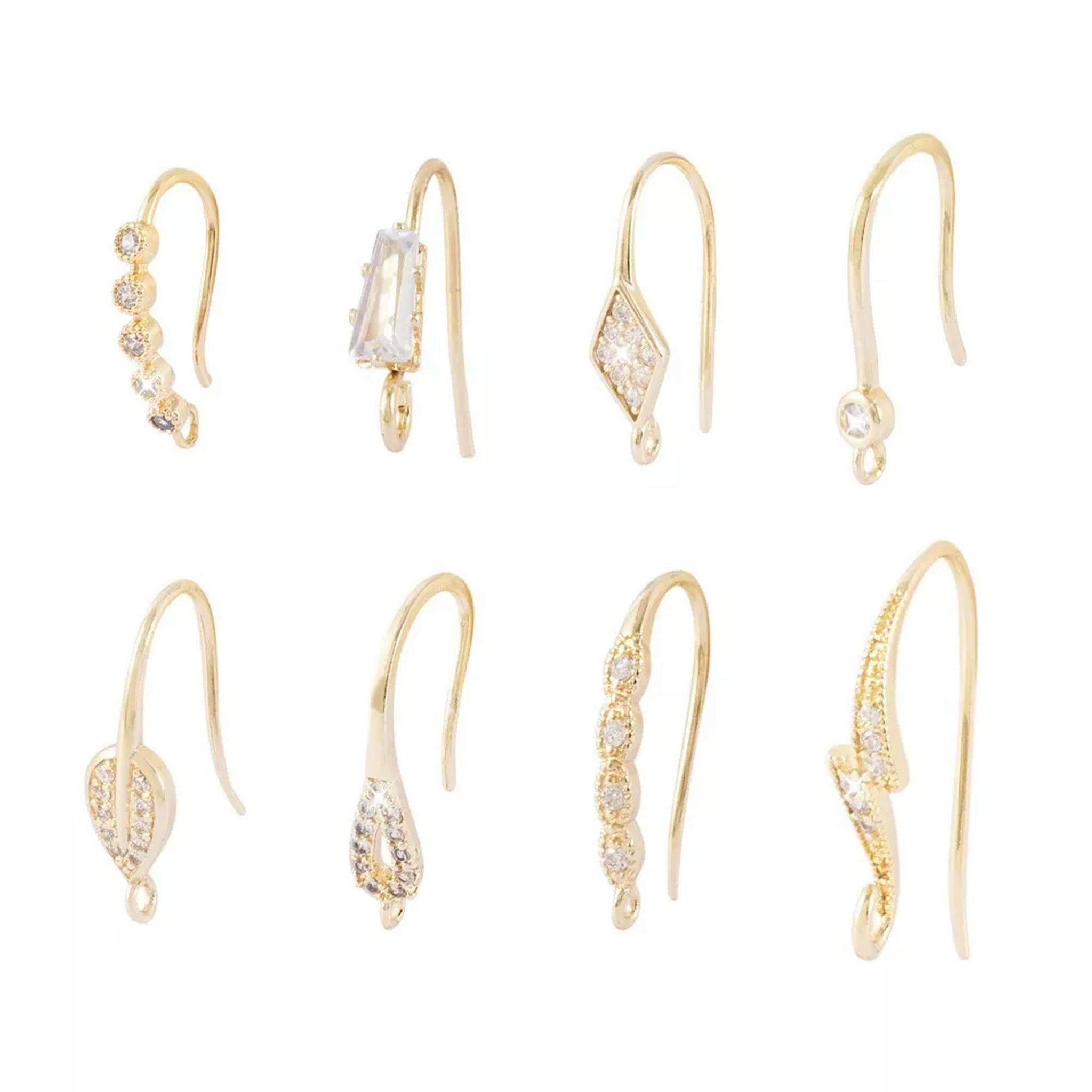 EOEMY 1 Box Rhombus Teardrop Brass Micro Pave Cubic Zirconia Earring Hooks 15~19mm