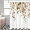 thumbnail image 6 of Brown Eucalyptus Shower Curtain, Watercolor Plant Leaves with Floral Bathroom Shower Curtain Set with Hooks, 72x72, 6 of 6
