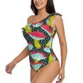 thumbnail image 2 of Easygdp Green Mushroom Women's One Shoulder Ruffle Monokini Bathing Suits with Removable Chest Pad, Quick Drying - Medium, 2 of 8