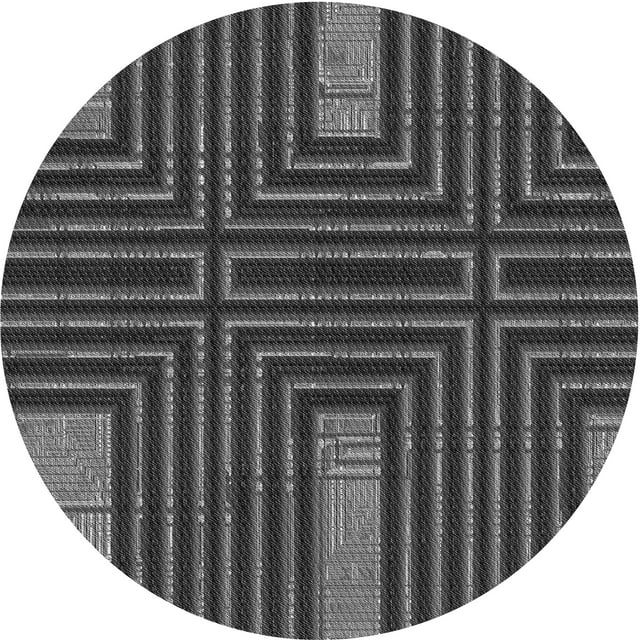 Ahgly Company Tapis Rond Lavable en Machine Intérieur Transitionnel Gris, 6 Pieds Rond
