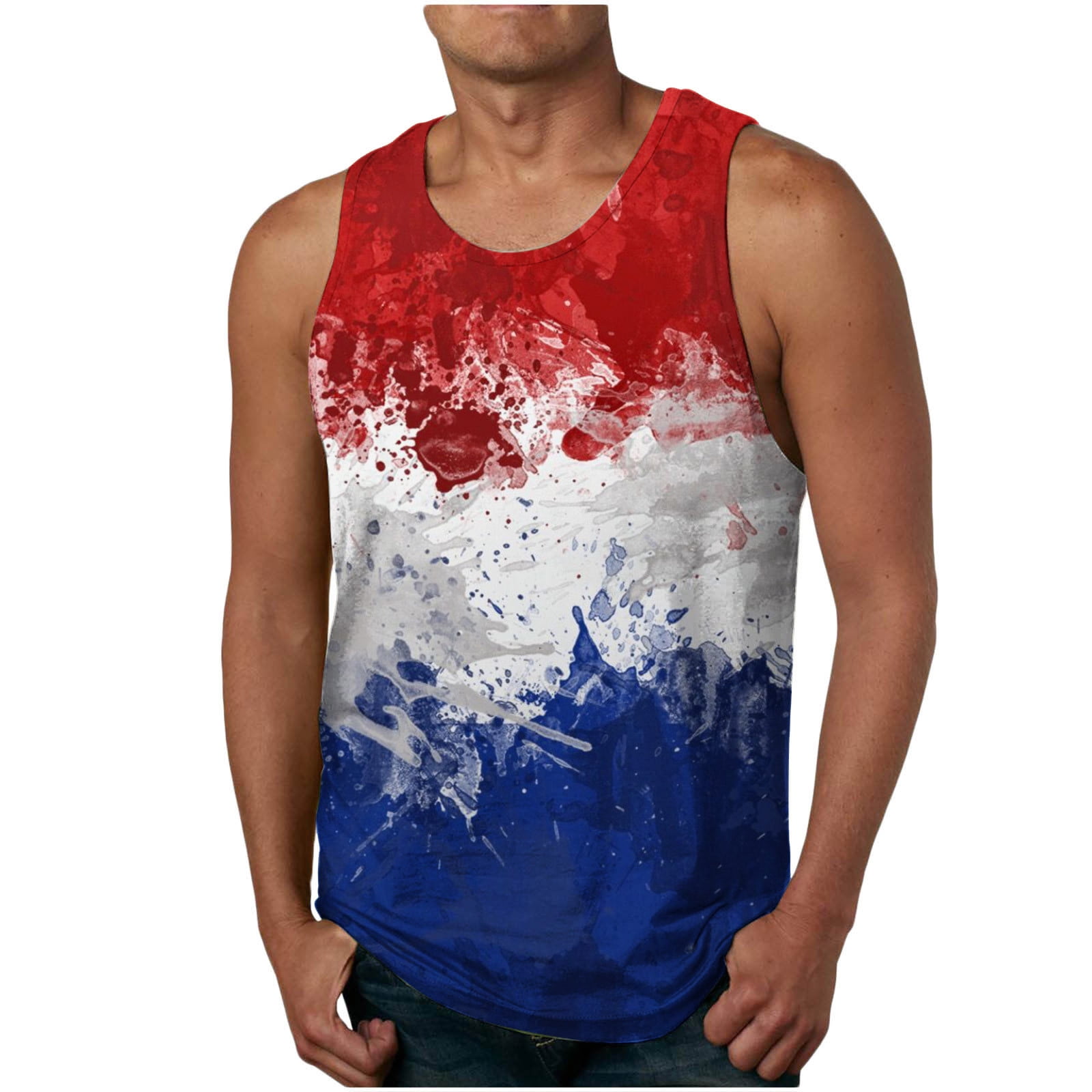 Big and Tall Tank Tops for Men 4th of July,Men's Casual Tank Tops American Flag Print Sleeveless