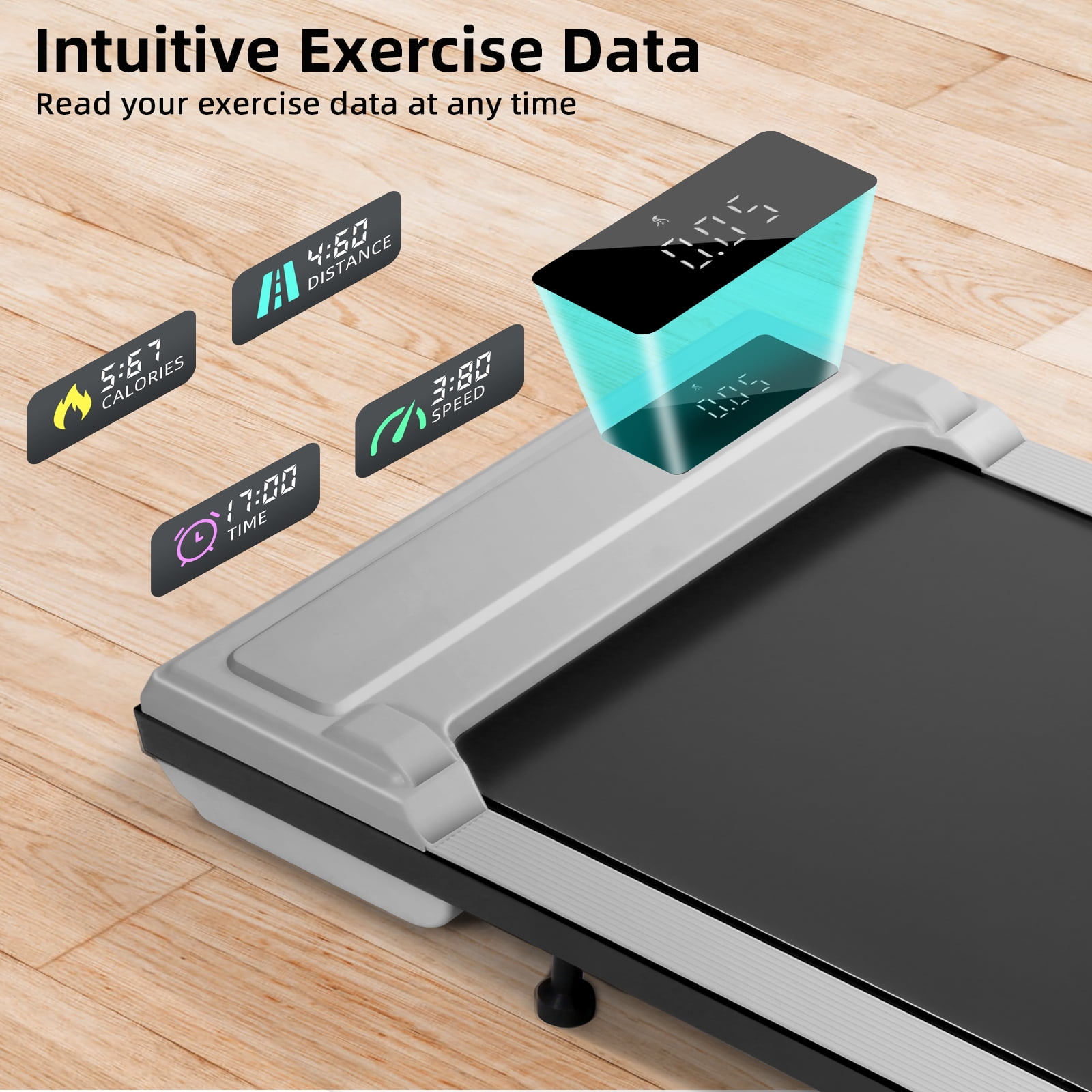 ANCHEER Walking Pad, 2 in 1 Under Desk Treadmill with Remote Control、LED Display, 300 lbs Portable Treadmill for Home/Office (Gray)