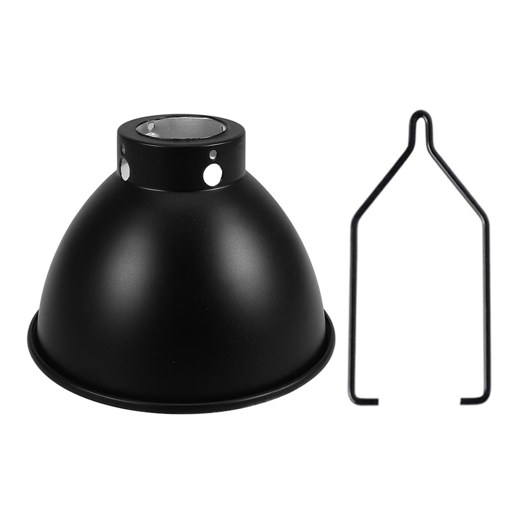 WRITWAA Reptile Terrarium Heat Lamp Shade Black Metal with Wide Angle Coverage and Heat Resistance