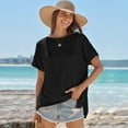 thumbnail image 4 of Luniro Women Tops Oversized Summer Short Sleeve Sweater Knit Seams Outside T Shirt Clothes Trendy, 4 of 12