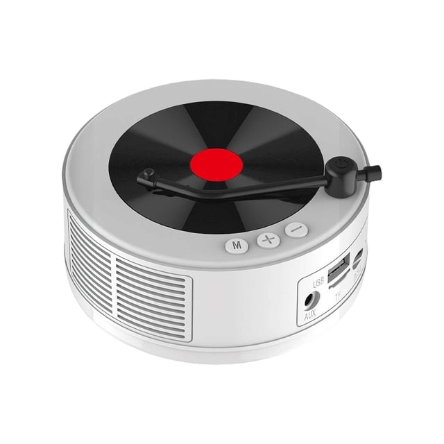 Mini altavoz tocadiscos con radio multifunción para mesita de noche, encimera y mesita de noche