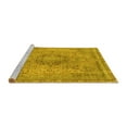 thumbnail image 2 of Ahgly Company Machine Washable Indoor Square Abstract Yellow Modern Area Rugs, 4' Square, 2 of 4
