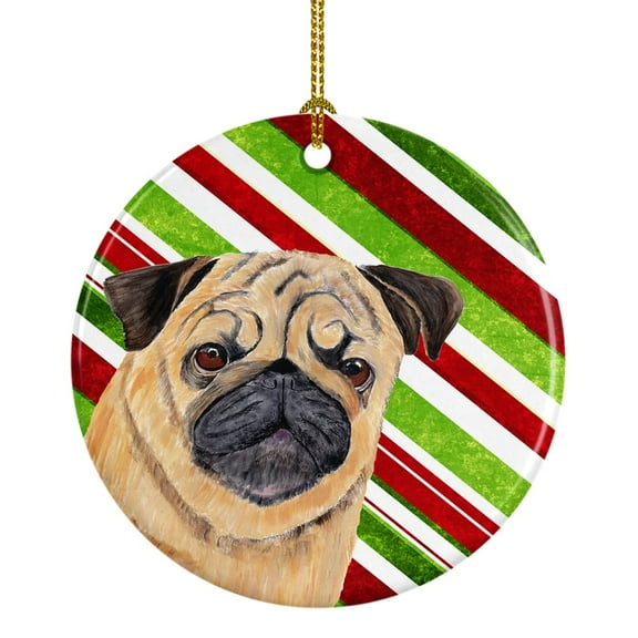 Carolines Treasures SC9331-CO1 Pug Candy Cane Holiday Christmas Ceramic Ornament 3 in multicolor