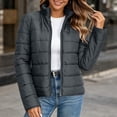 thumbnail image 6 of BXJX Womens Puffer Jackets, Stand up Collar Lightweight Long Sleeve Full Zip Winter Outerwear with Pockets Dark Gray Size XL, 6 of 6