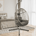thumbnail image 5 of Bifanuo Indoor Home Outdoor Swing Egg Chair with Stand, Patio Wicker Hanging Egg Basket Chair with Soft Cushion UV Resistant 350LBS Capacity for Patio Backyard, 5 of 5