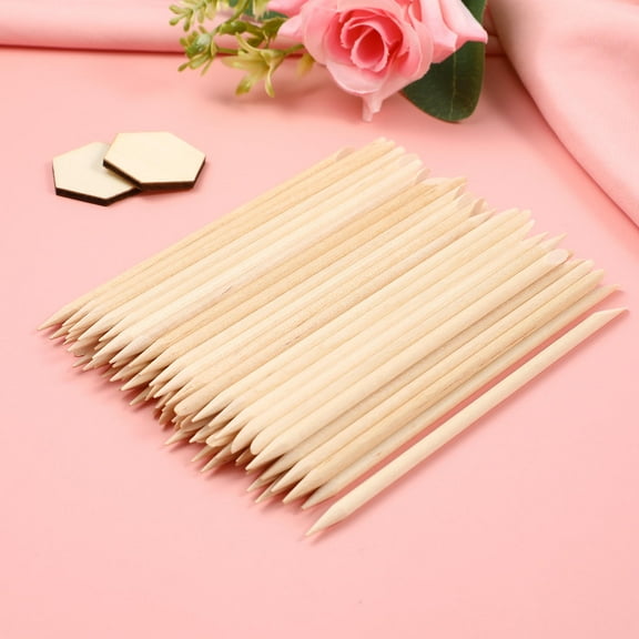 BESTYASH Manicure Implements Namely Orange Sticks Beige 100Pcs