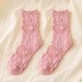 thumbnail image 2 of BKQCNKM Socks for Women Womens Socks Wool Socks for Women Autumn and Winter Sunflower Jacquard Socks Cotton Warm Mid Tube Socks Women Thick Socks Fuzzy Socks for Women, Pink One Size, 2 of 4