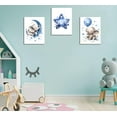 thumbnail image 3 of 3Pcs Blue Nursery Elephant Canvas Wall Art Baby Boy Wall Decor Cute Animal Painting Pictures Moon And Stars Balloon Poster Prints for Nursery Classroom Kids Room Bedroom Home Decoration 12X16unframed, 3 of 5
