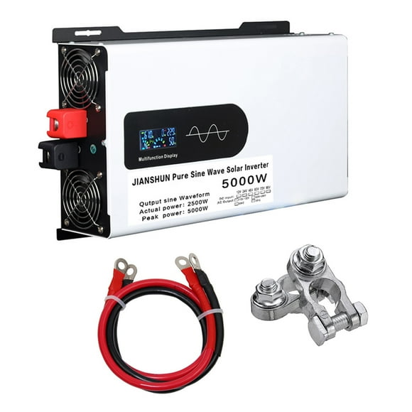 Youkk Voiture Onduleur à Onde Sinusoïdale Pure 5000W Convertisseur Max Onduleur Onduleur à Onde Sinusoïdale Pure 5000 Watts Puissance Onduleur Crête Pratique 48V vers 220V