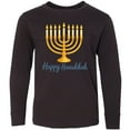 thumbnail image 3 of Inktastic Happy Hanukkah Menorah Lighting Long Sleeve Youth T-Shirt, 3 of 5