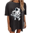 thumbnail image 1 of Pompotops Mode Femme Col Rond Vintage Manches Tombantes Imprimé Manches Courtes Hauts Blouse, 1 of 9