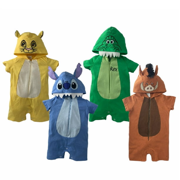 Kit PaÃ±aleros con gorro Bordado Disney Simba Stitch Rex Pumba