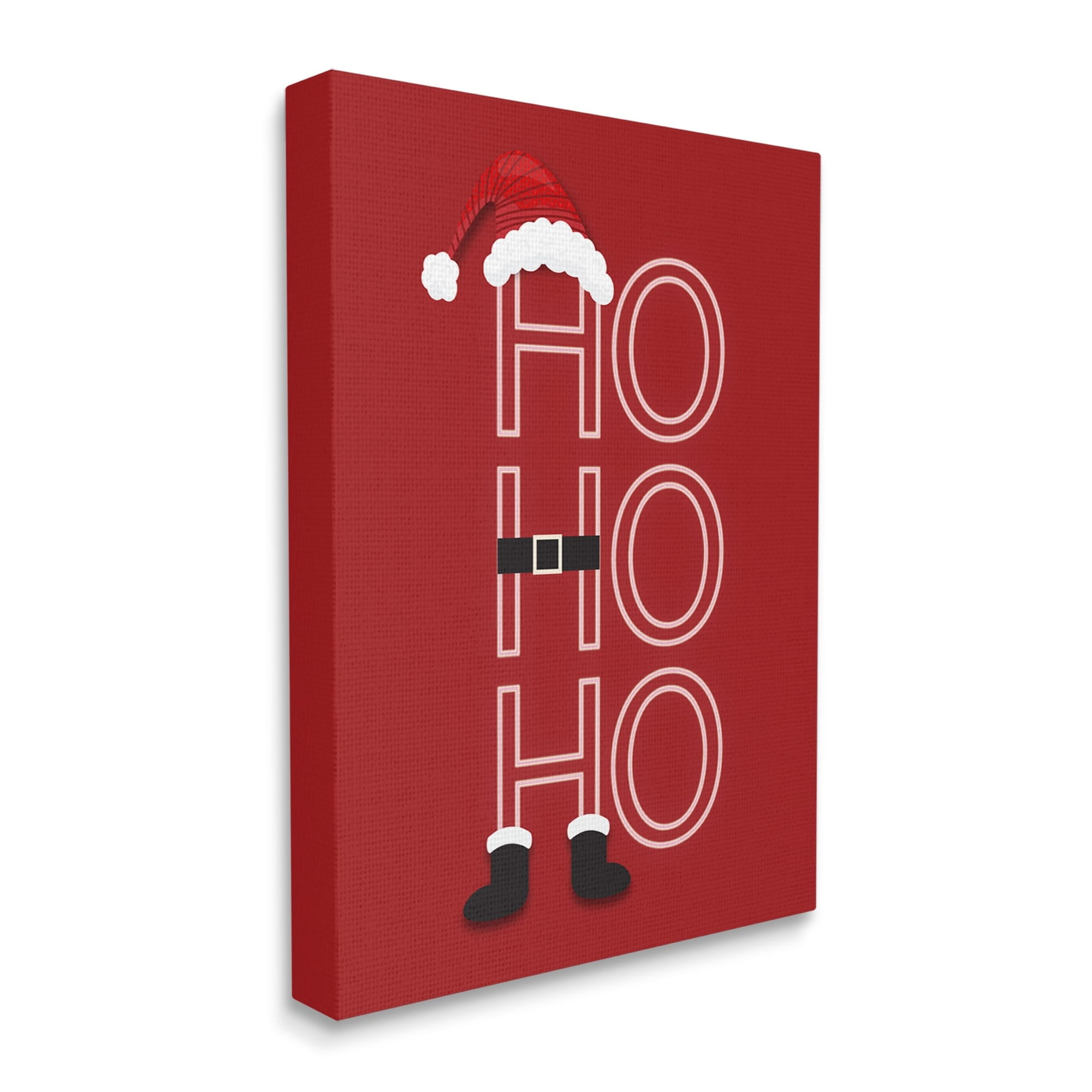 Ho-Ho-Ho Clever Red Santa Claus Outfit Typography Inspirational Graphic Art Gallery-Wrapped Canvas Print Wall Art