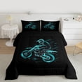 thumbnail image 2 of jejeloiu Speed Game Full Size Comforter Sets,Cyan Motor Biker Bedding Sets For Men Women Reversible 3pcs, 2 of 8