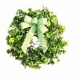 thumbnail image 4 of Corona de Flores de Imitación Primaveral Qazbgdl | Decoración Redonda Grande para Puerta con Hojas Verdes y Flores Blancas | 1 Corona para Colgar En La Pared | Colgante Del Día de San Patricio, 4 of 5