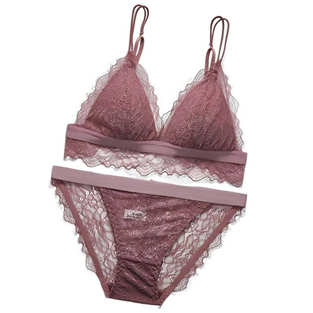 Conjunto de sujetador Sonducket Ropa interior sin costuras Bralette sin espalda lencería de encaje transpirable Rojo 32/70AB(S)