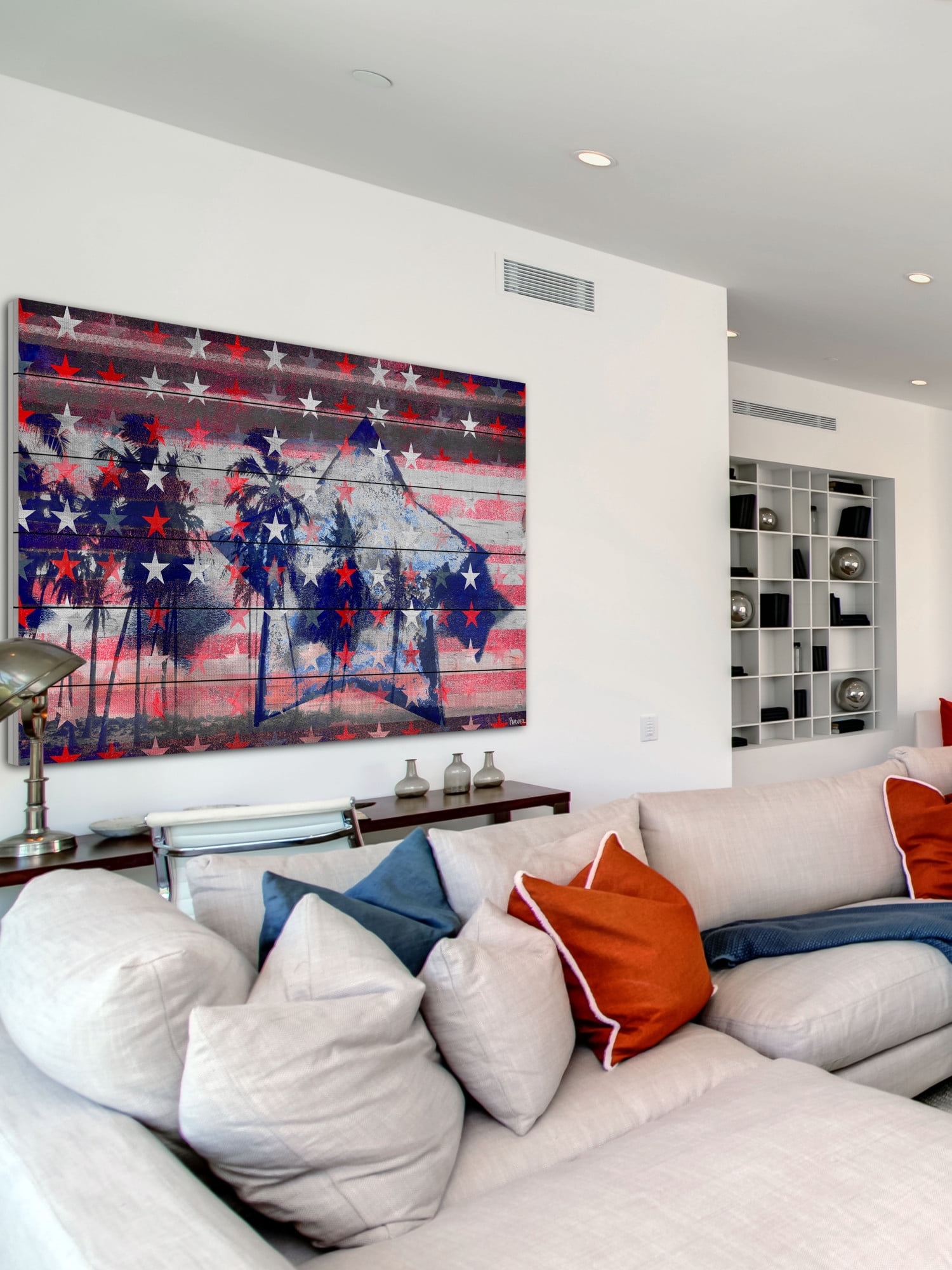 Parvez Taj "Stars and Palms" Print on White Wood