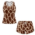 thumbnail image 3 of Xoenoiee Brown Giraffe Print Womens Tankini Bathing Suits with Shorts Two Piece Tummy Control Swimsuits Ladies Racerback Swimwear with Side Pockets, 3XL, 3 of 7