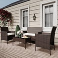 thumbnail image 4 of 4-Piece Patio Furniture Set, Wicker Rattan Outdoor Conversation Set with Loveseat, 2 Chairs & Glass Coffee Table, Cushioned Seating for Backyard, Balcony, Porch, 4 of 44
