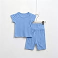 thumbnail image 7 of Dxzfnsa Toddler Kids Sets Round Neck Short Sleeve T Shirts and Comfortable Shorts Sets Unisex Two Piece Summer Solid Color Outfits, 7 of 7