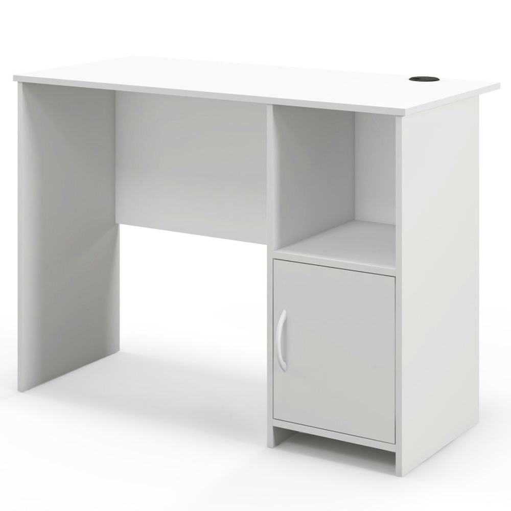 Demi Bonn Modern Computer Desk with Cabinet, Small Home Office Desk Study Writing Table, White