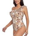 thumbnail image 5 of Daiia Woodland Animals in Neutral Tones Women's One Piece Swimsuits Personalized One Shoulder Swimwear Asymmetric Ruffle Bathing Suits-X-Large, 5 of 8