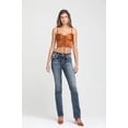 thumbnail image 2 of Grace in LA Women's Aztec Embroidery Embellished Bootcut Stretch Jeans (25, Blue Stonewashed), 2 of 7
