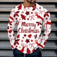 thumbnail image 2 of Mens Christmas T Shirts Long Sleeve Merry Christmas Graphic Pajamas Tee Crew Neck Casual Slim Fit Family Xmas Gift Mens Shirts White L, 2 of 6