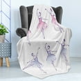 thumbnail image 4 of Ballet Soft Flannel Fleece Throw Blanket, Classical Dancer Women Performing Posing Watercolor Style Illustration, Cozy Plush for Indoor and Outdoor Use, 60" x 80", Pink Ceil Blue Purple, by Ambesonne, 4 of 5