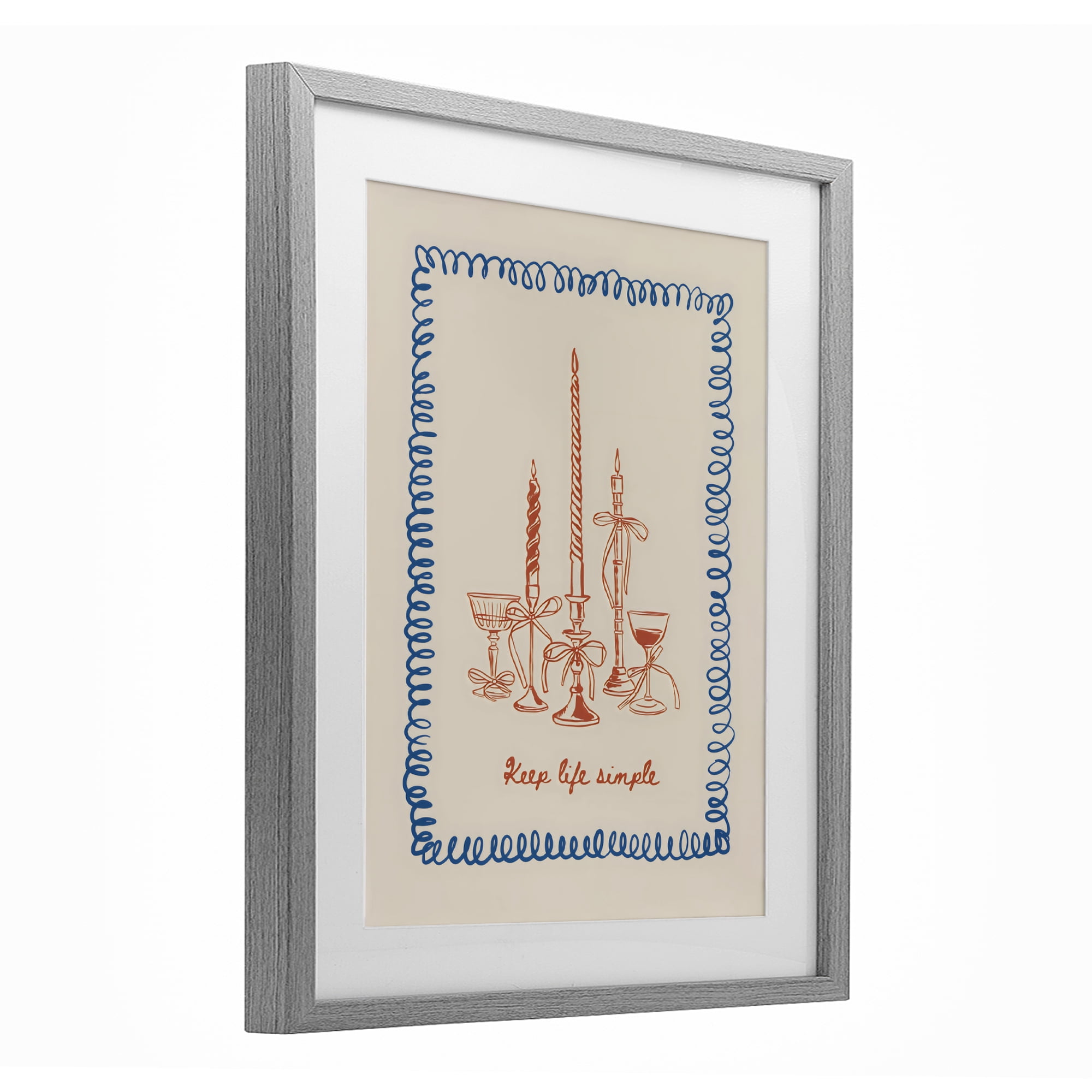 Stupell Industries Keep Life Simple Candles Gray Framed Print Under Glass, design by The Prints Vibe