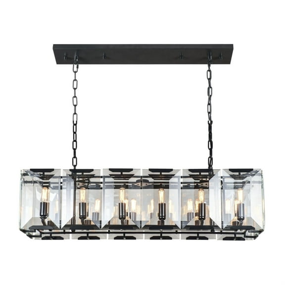 1212 Monaco Collection Pendant Lamp L:40in W:13in H:12in Lt:12 Flat Black (Matte) Finish
