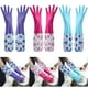 thumbnail image 1 of Guantes largos de limpieza de terciopelo de goma floral • Guantes antideslizantes para el hogar para lavaplatos, cocina y lavado de coche • Talla M, forro de algodón, resistente al calor, 1 of 3