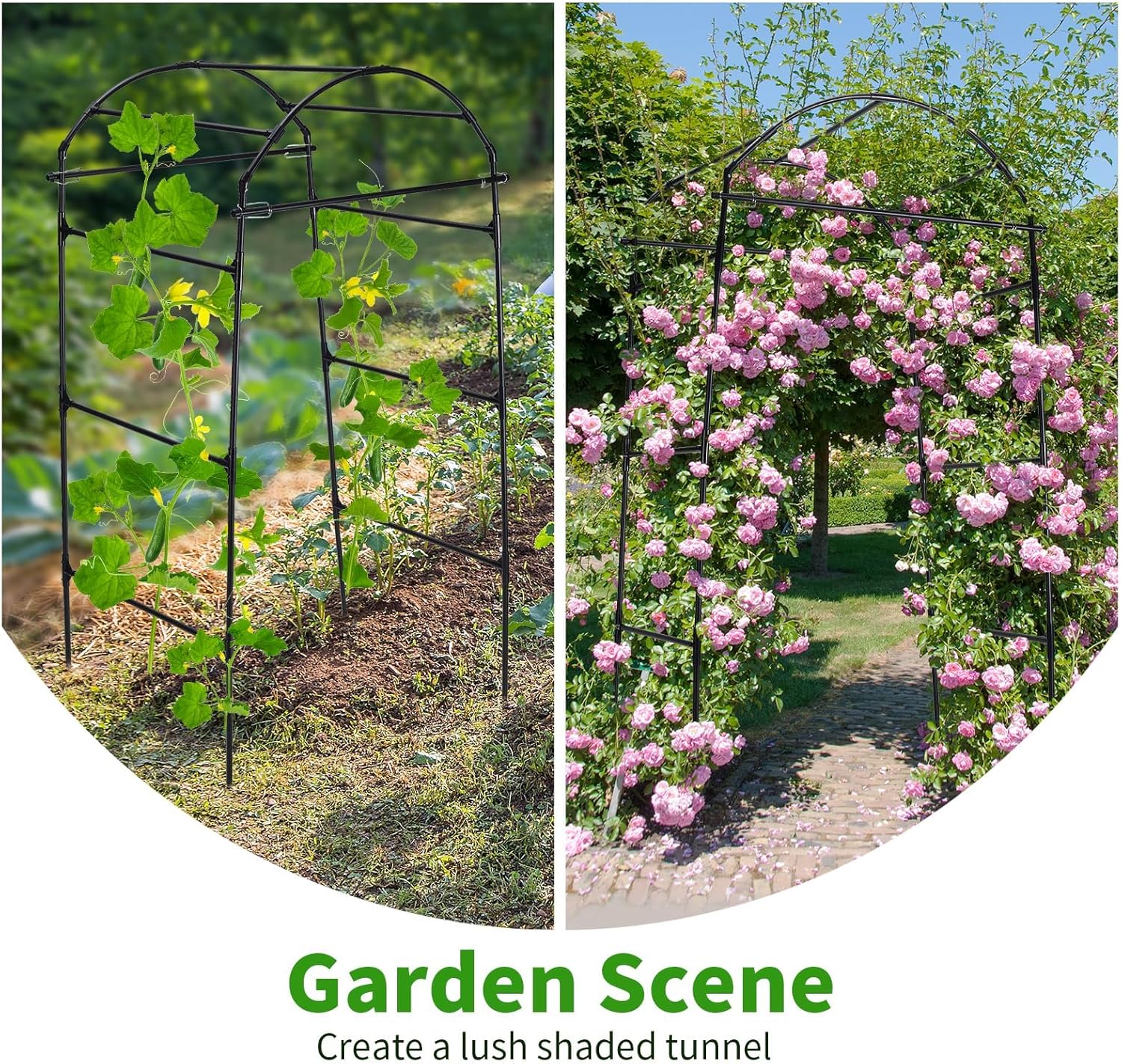 Cucumber Trellis, 6.7ft Tall Garden Arch for Climbing Plants Outdoor  Support Vine Vegetable Tomato Bean Pea Grape Squash Pumpkin Raised Bed Lightweight Black