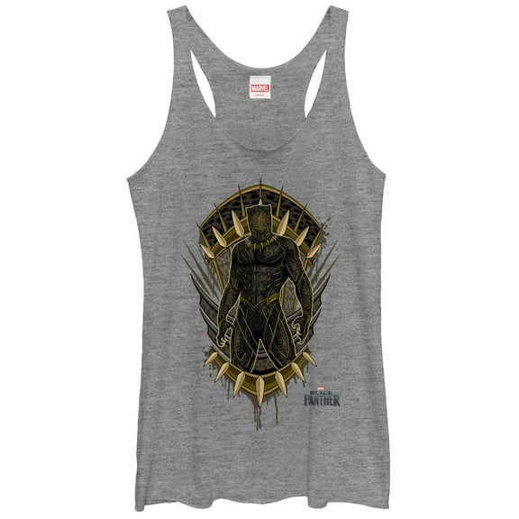 Women's Marvel Black Panther 2018 Claw Crest  Racerback Tank Top Gray Heather 2X Large