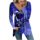 thumbnail image 1 of Blusa informal de manga larga con cuello en V y estampado retro con botones para mujer a la moda Fridja  hj3922, 1 of 5