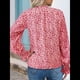thumbnail image 4 of Blusa de Estilo Bohemio con Cuello en V y Mangas Largas, Estilo Floral, Informal, Holgada, de Verano, con Mangas Abullonadas para Mujer. Rojo L, 4 of 6